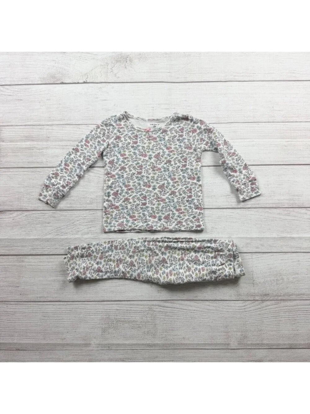 Carter's Floral Print Long Sleeve Pajama Set Toddler Lightweight Cotton Blend 2T